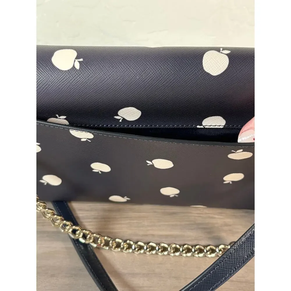 NEW Kate Spade‎ Apple Carson Orchard Convertible Crossbody Bag Navy Leather